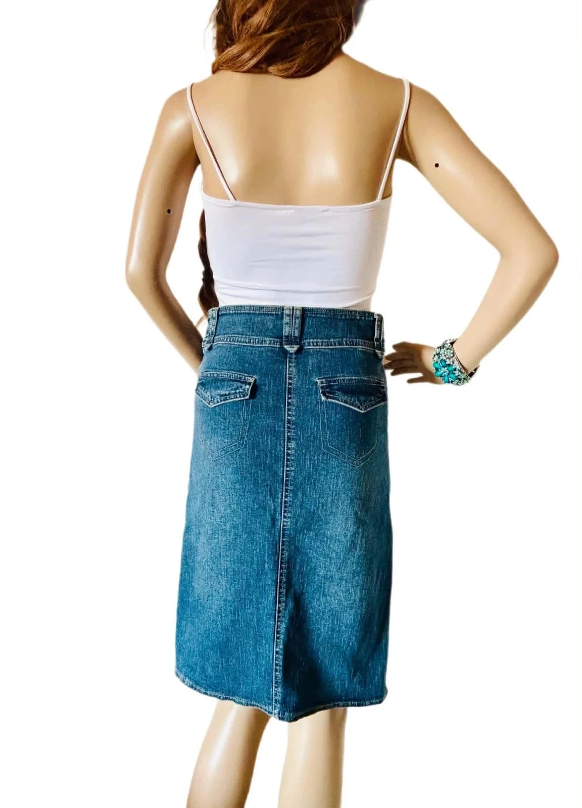 🦋Jupe en jean brodée vintage 2000 Y2K boho folk hippie cottage floral embroidery denim skirt 34/36🌸 – photo 9